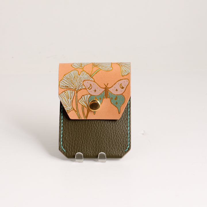 Flap Cardholder - Green Moth