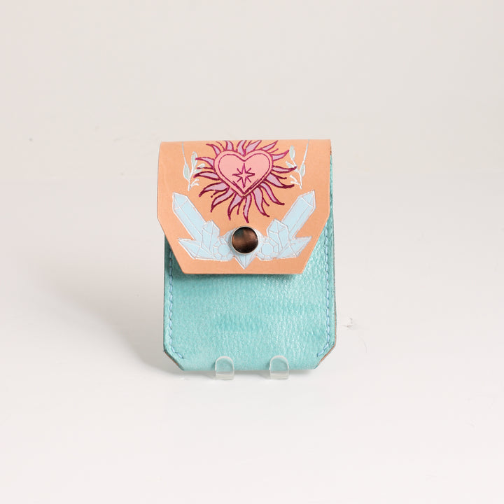Flap Card Holder - Blue Crystal Heart