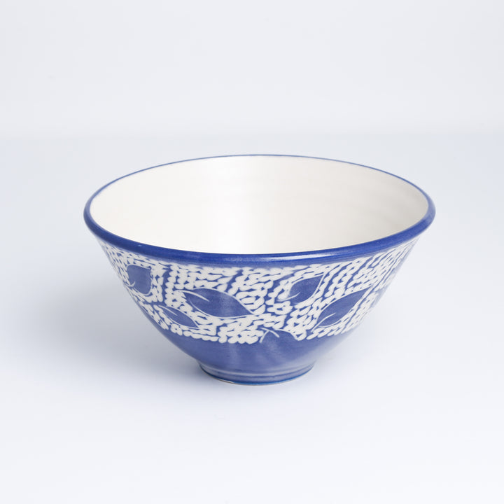 Bowl, Blue Leaf, Med
