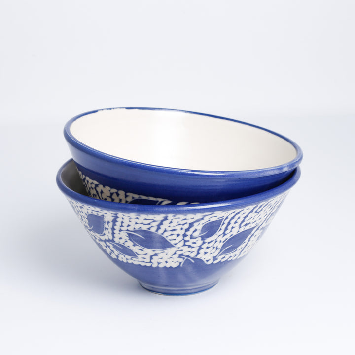 Bowl, Blue Leaf, Med
