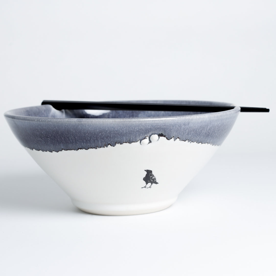 Noodle/Ramen Bowl, Large, Grey Ice Raven