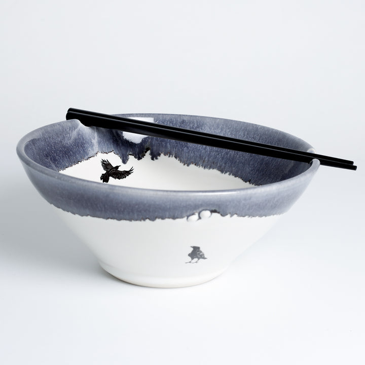 Noodle/Ramen Bowl, Large, Grey Ice Raven