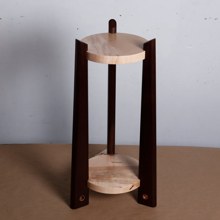 Table #2411, Figured Maple & Peruvian Walnut Copper Plug