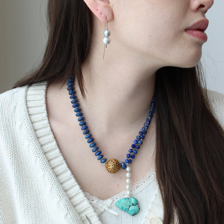Necklace, Lapis/ Turq/ Pearl