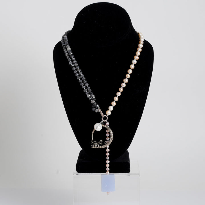 Necklace, Pearl, Blue Lace Agate