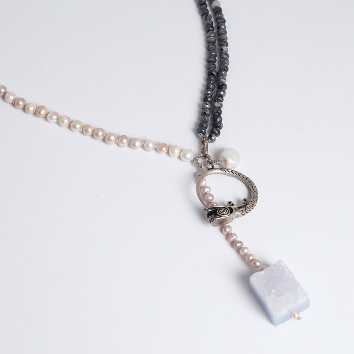 Necklace, Pearl, Blue Lace Agate