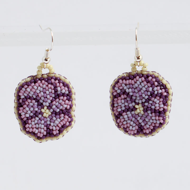 Delicate Pansies Flat Stitch Earring