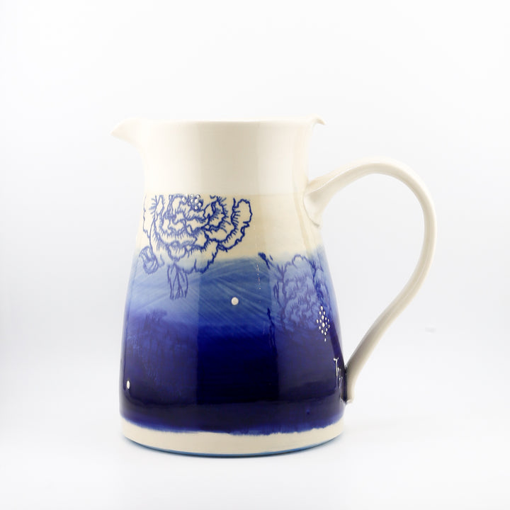 Pitcher, Ombre With Peonies