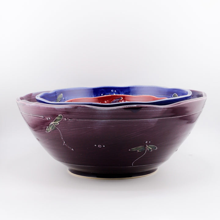 3 Bowl Set With Dragonflies
