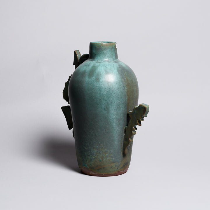Vase, Sculptural, Green, Med