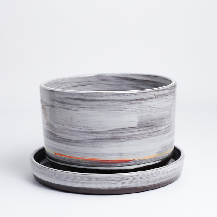 Plant Pot, w/Plate, Winter Sky