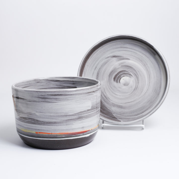 Plant Pot, w/Plate, Winter Sky