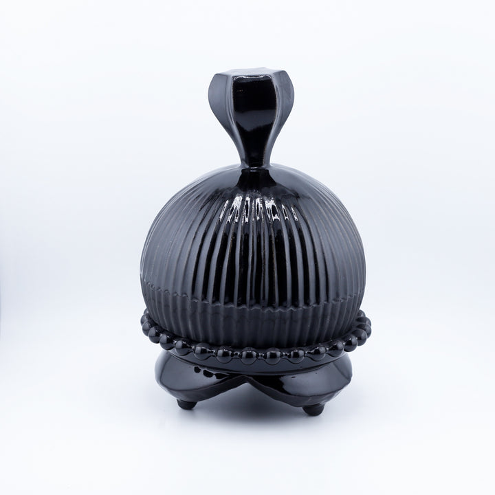 Butterdish, black on stand