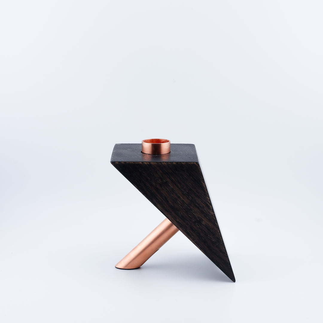 Small Ebony Stained Oak Candle Holder #1.4