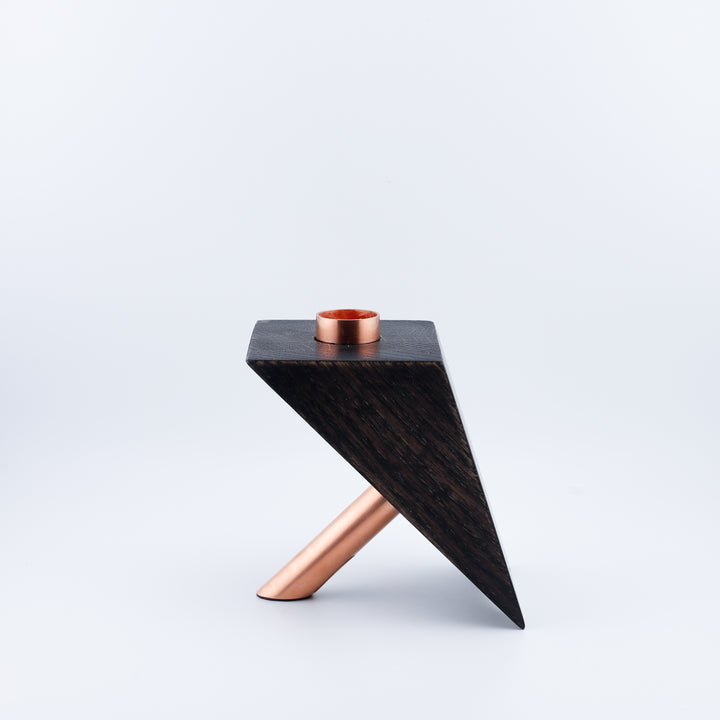 Small Ebony Stained Oak Candle Holder #1.4