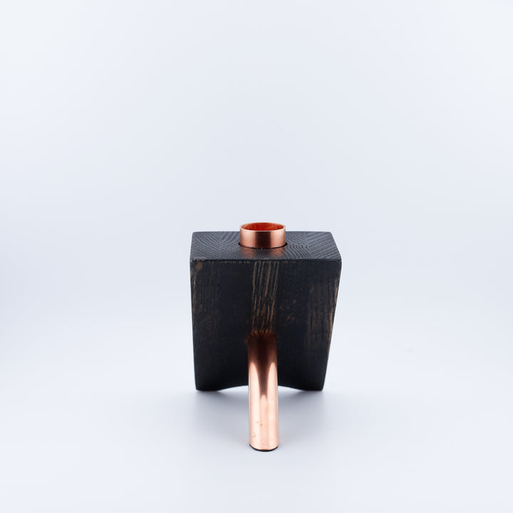 Small Ebony Stained Oak Candle Holder #1.4
