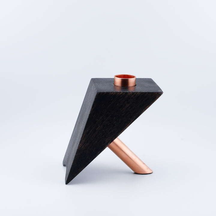 Small Ebony Stained Oak Candle Holder #1.4