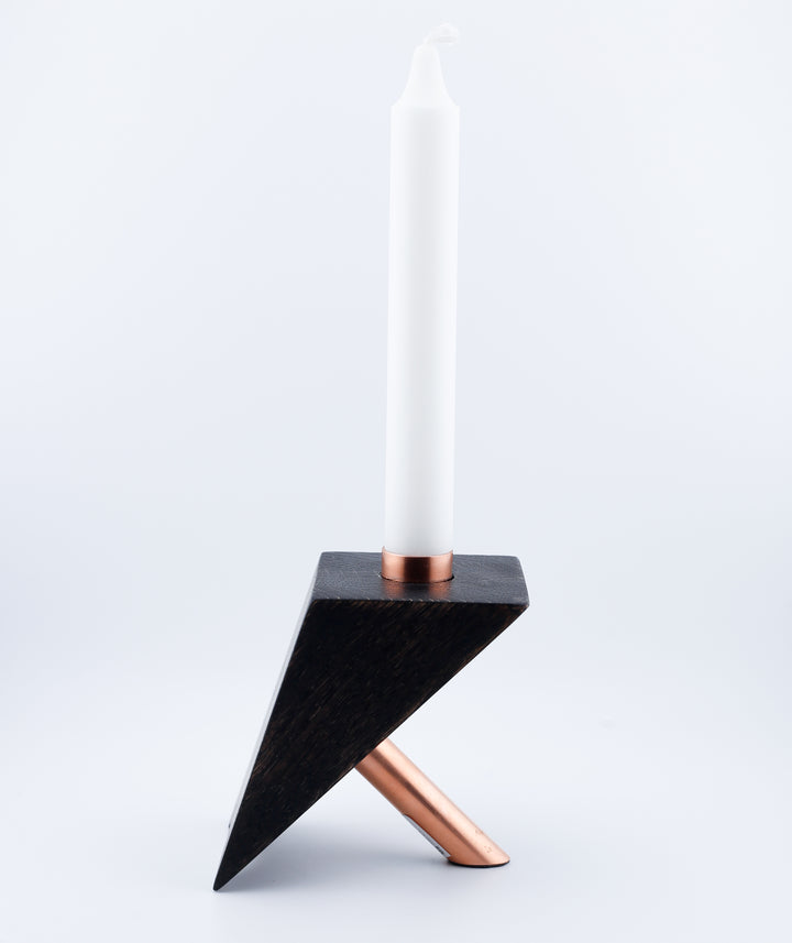 Small Ebony Stained Oak Candle Holder #1.4