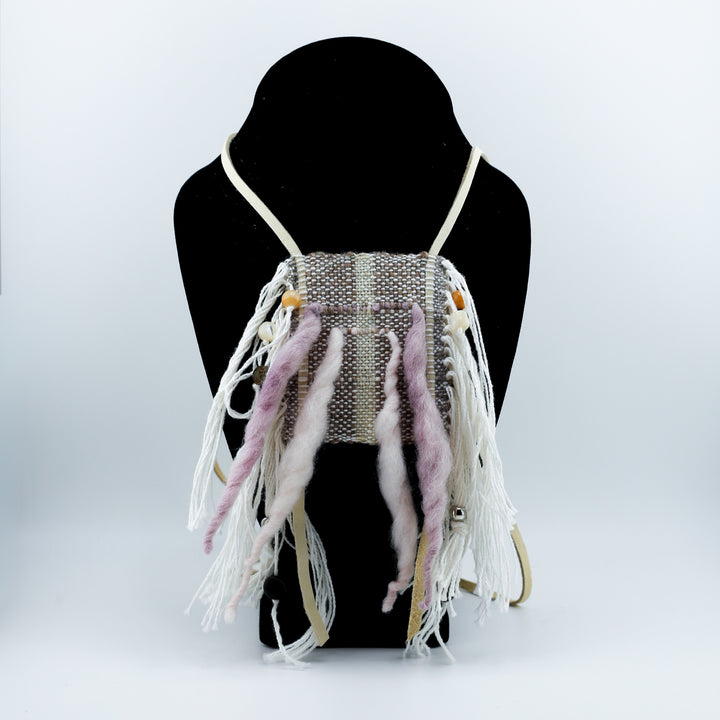 Necklace, Woven w Lthr,  Lg