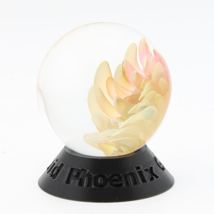 #2 Silver and Gold Fumed Opal Eater Glass Flower Implosion Marble on Lotus White