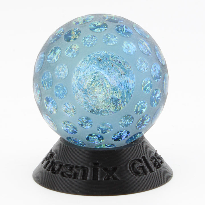 #7 Sandcarved Dichroic Glass Marble with lots of small round viewing windows