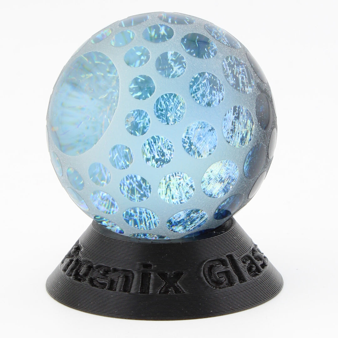 #7 Sandcarved Dichroic Glass Marble with lots of small round viewing windows