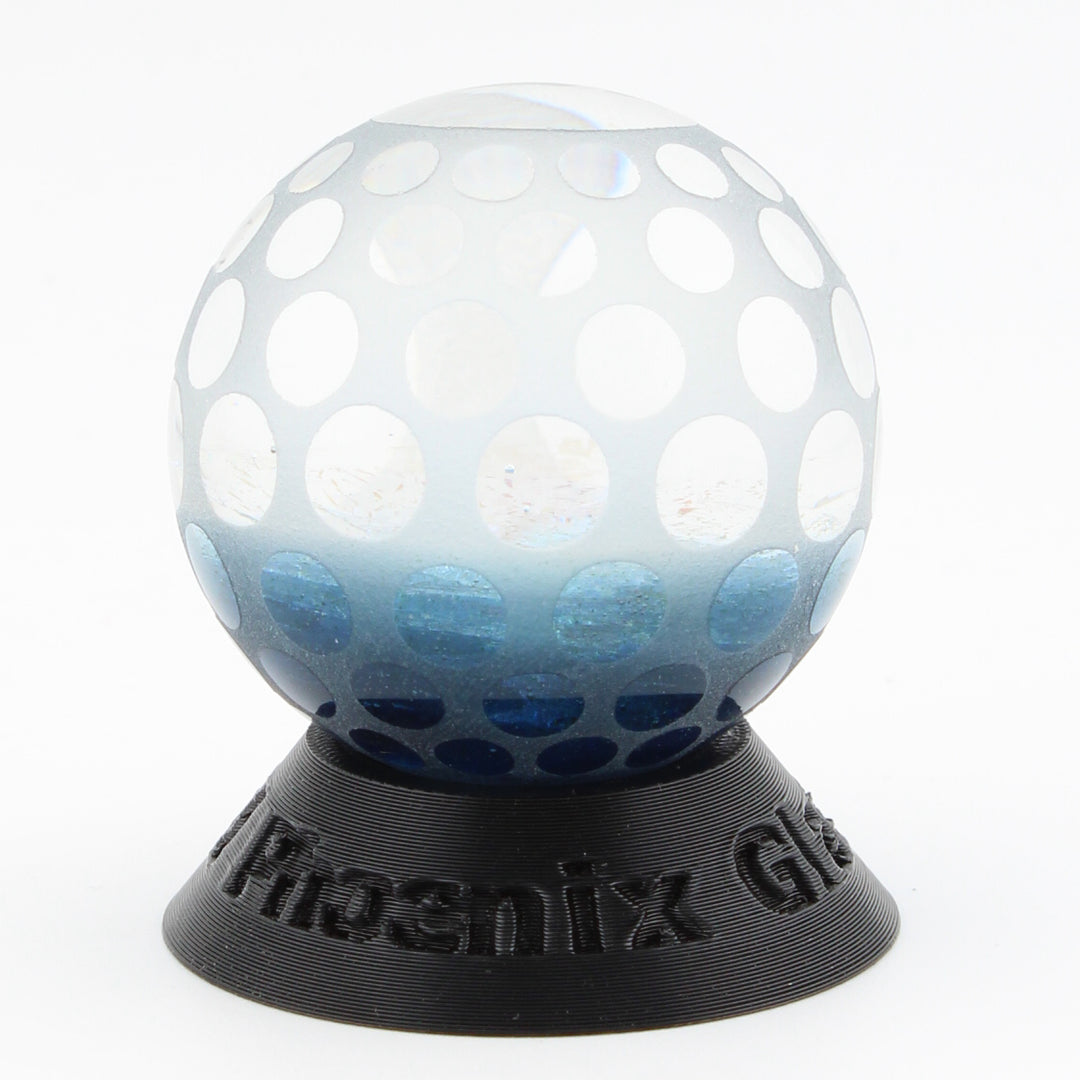 #7 Sandcarved Dichroic Glass Marble with lots of small round viewing windows