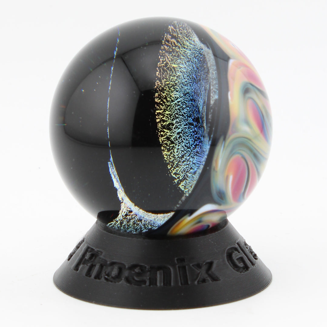 #4 Rainbow Dichroic Glass Vortex Marble with Wrap and Rake Exterior