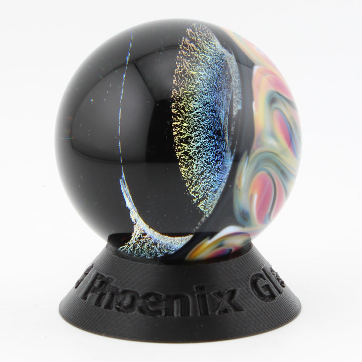 #4 Rainbow Dichroic Glass Vortex Marble with Wrap and Rake Exterior