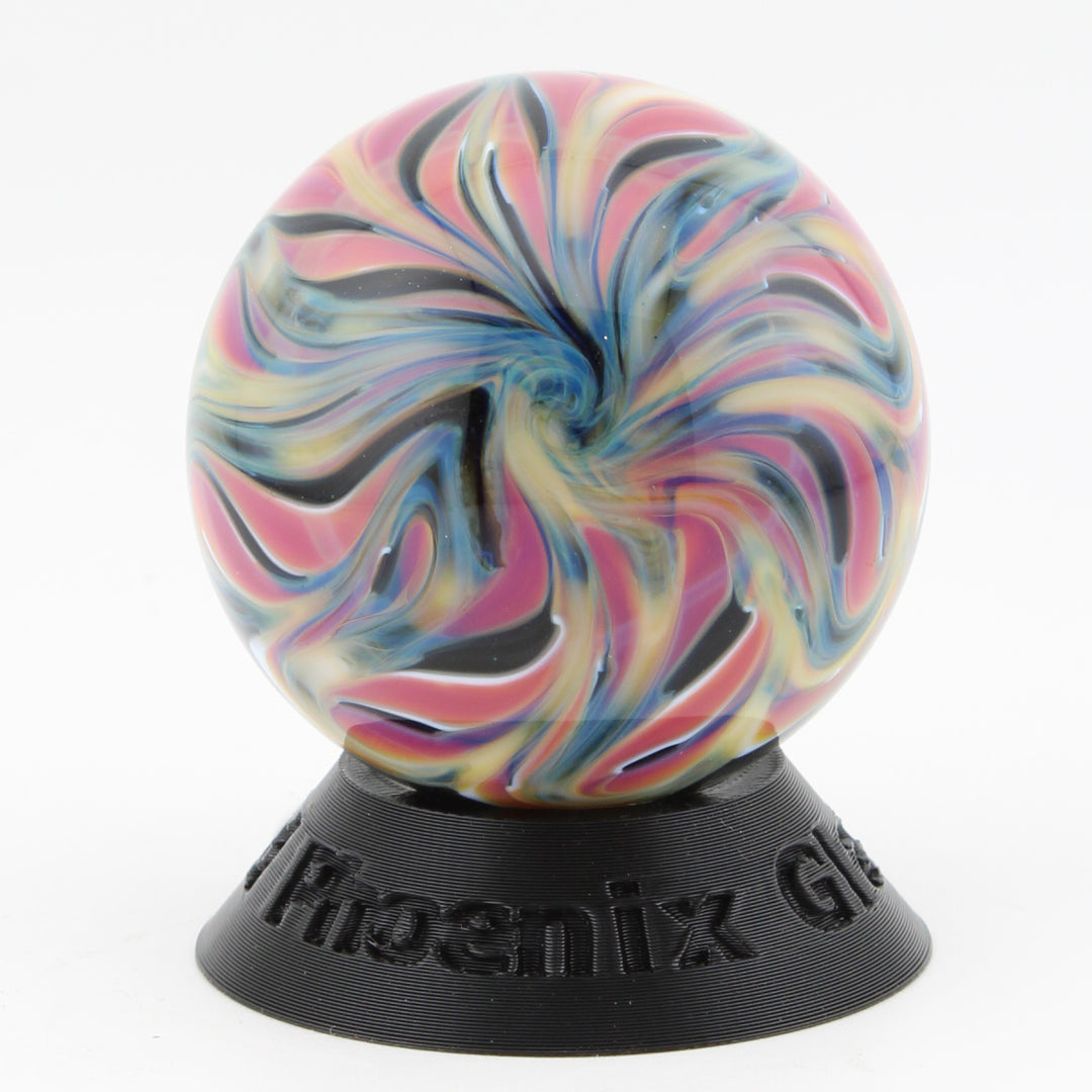 #4 Rainbow Dichroic Glass Vortex Marble with Wrap and Rake Exterior