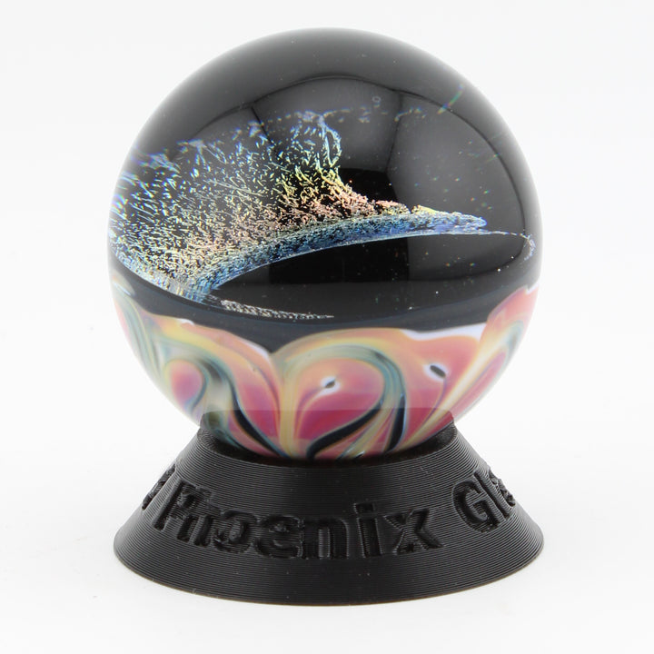 #4 Rainbow Dichroic Glass Vortex Marble with Wrap and Rake Exterior