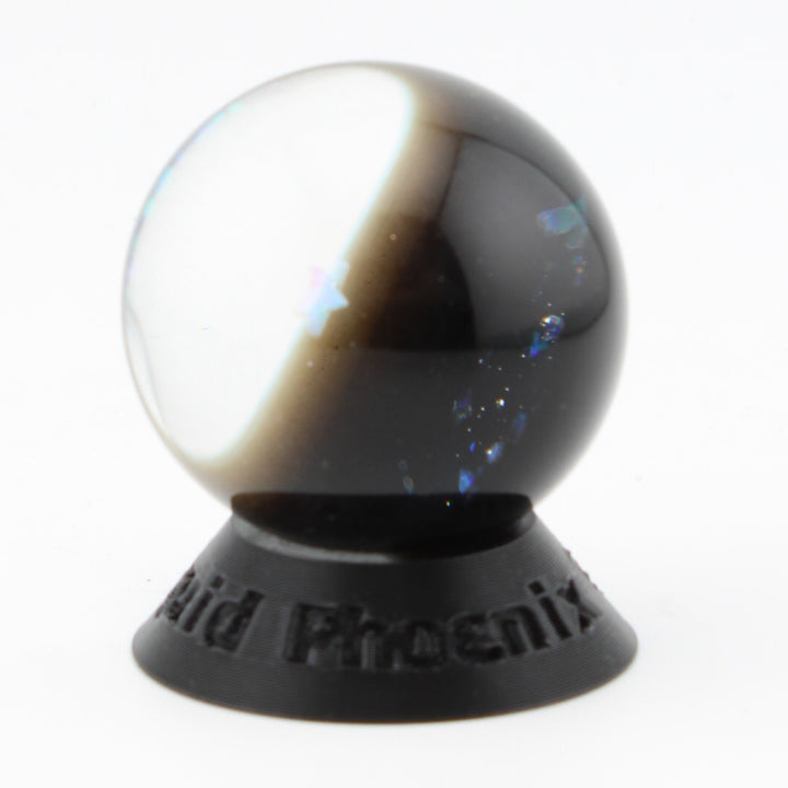 #17 Space Glass Marble with Star Opal, Crushed Opal Galaxy and Crescent Moon Exterior