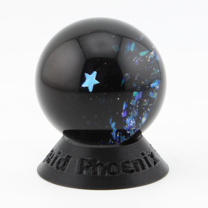 #17 Space Glass Marble with Star Opal, Crushed Opal Galaxy and Crescent Moon Exterior