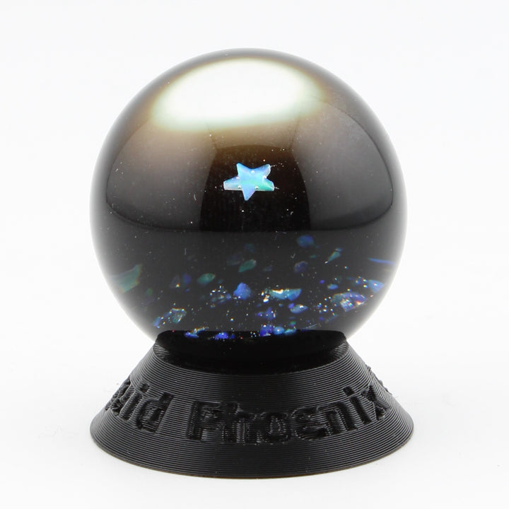 #17 Space Glass Marble with Star Opal, Crushed Opal Galaxy and Crescent Moon Exterior