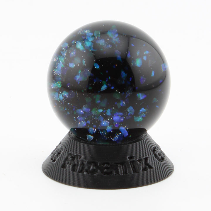 #18 Space Glass Marble with Crushed Opal Galaxy and Crescent Moon Exterior