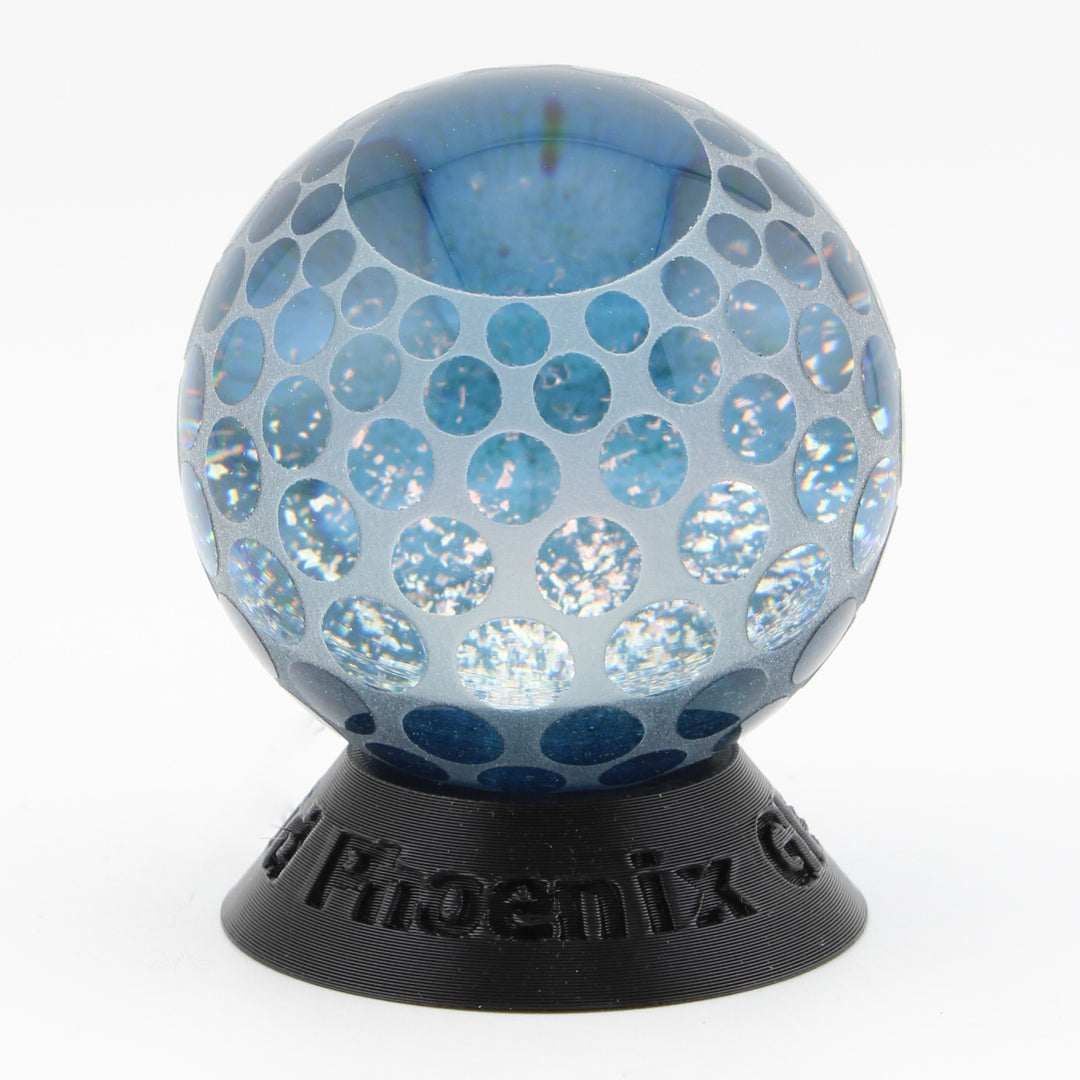 #6 Sandcarved Dichroic Glass Marble with lots of small round viewing windows