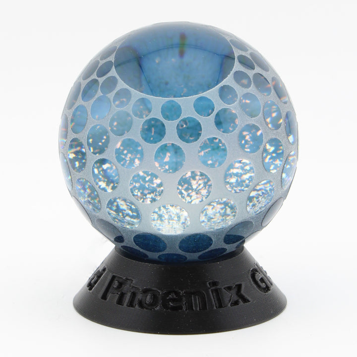 #6 Sandcarved Dichroic Glass Marble with lots of small round viewing windows