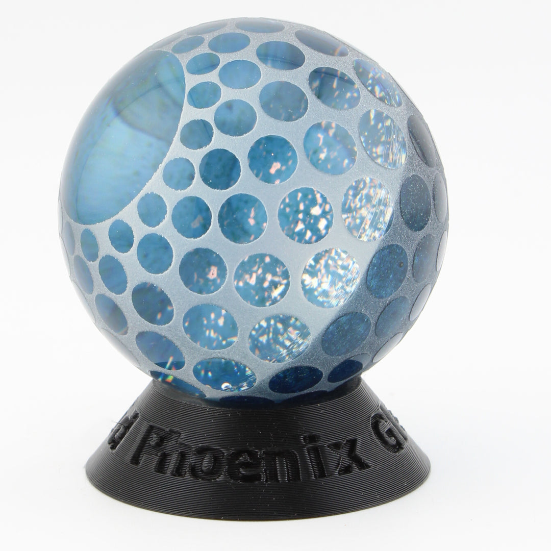 #6 Sandcarved Dichroic Glass Marble with lots of small round viewing windows