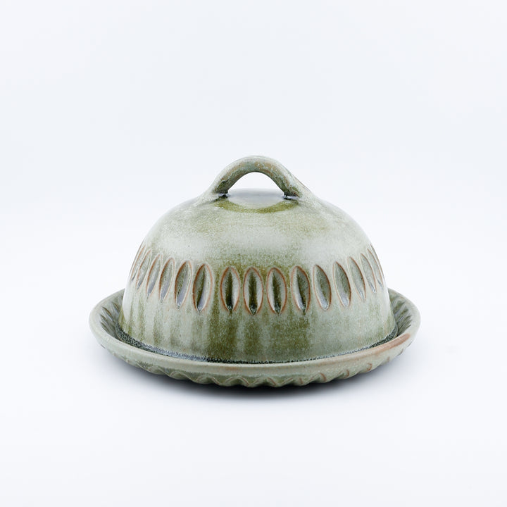 Carved Butter Dish, Green