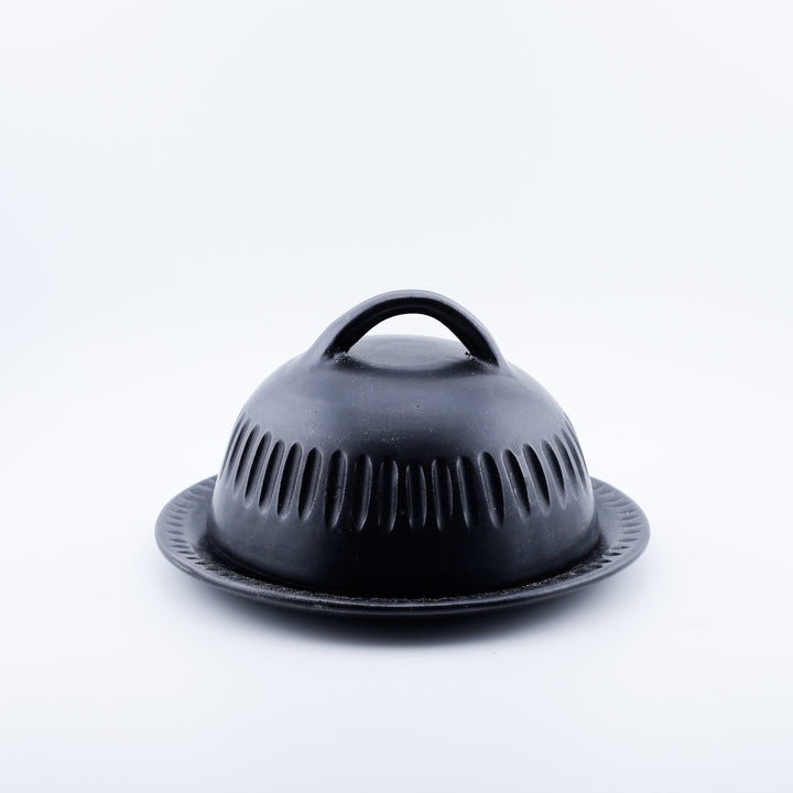Carved Butter Dish, Black