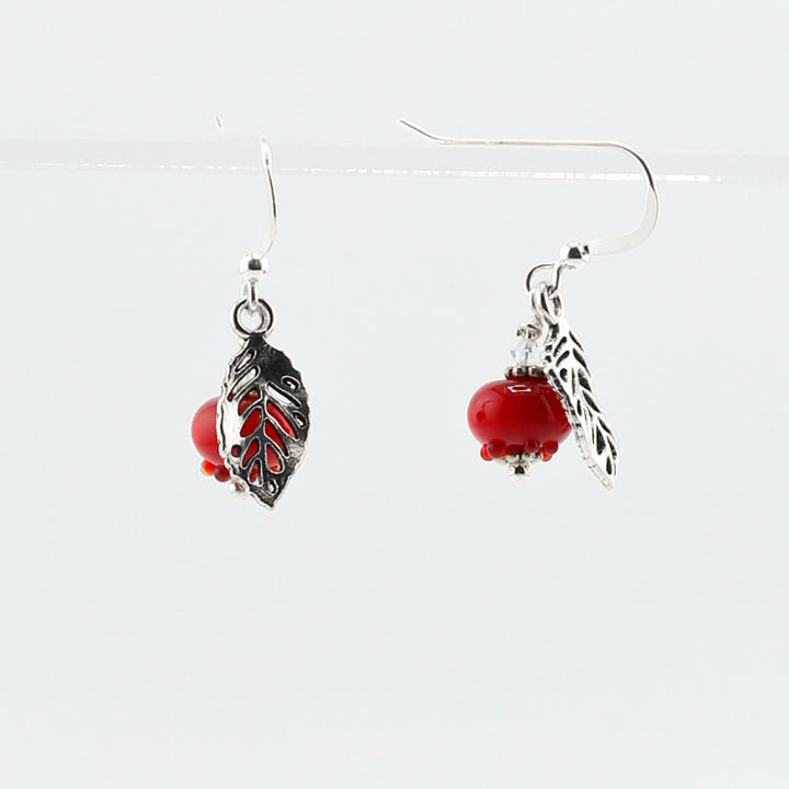 Earrings, Highbush Cranberry Dangle