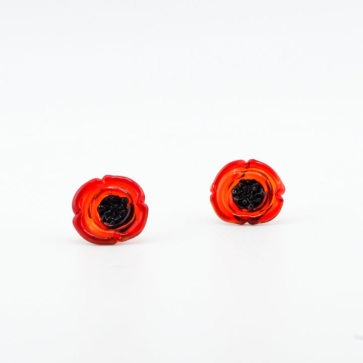 Stud Earrings - Red Poppy