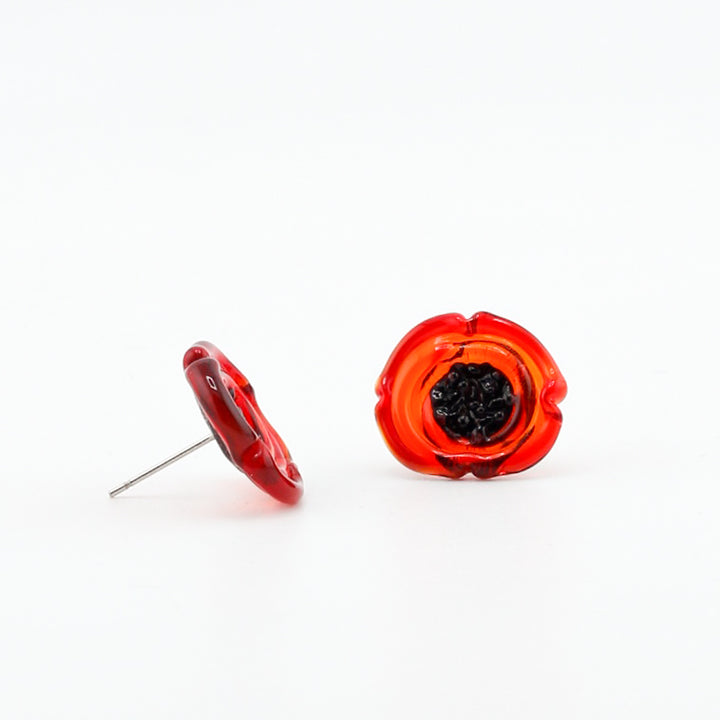 Stud Earrings - Red Poppy