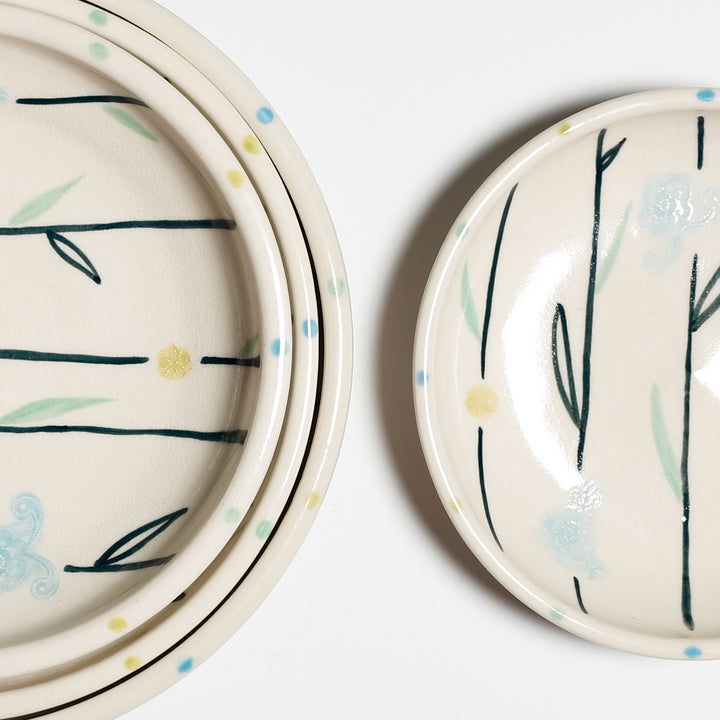 Blue Line Flower Plate Set