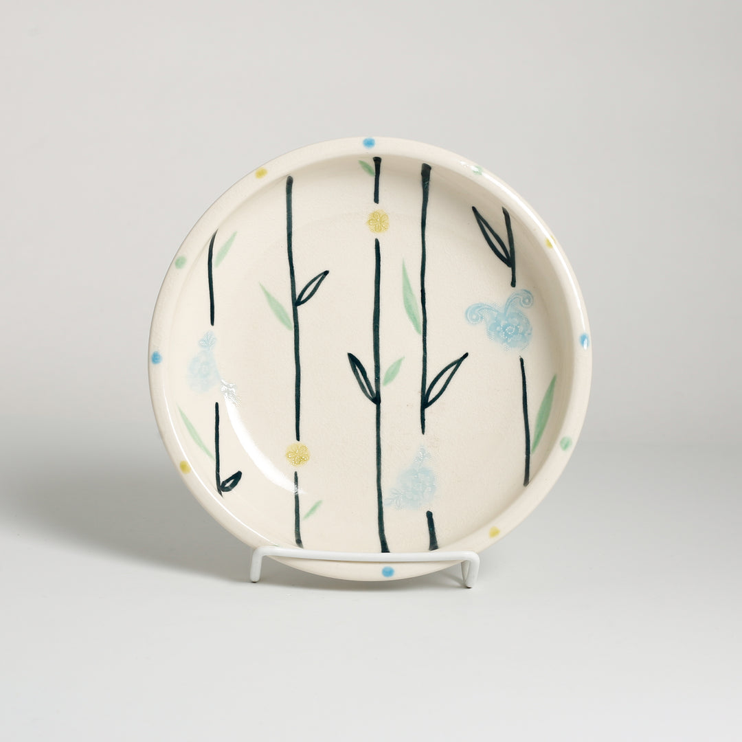 Blue Line Flower Plate Set