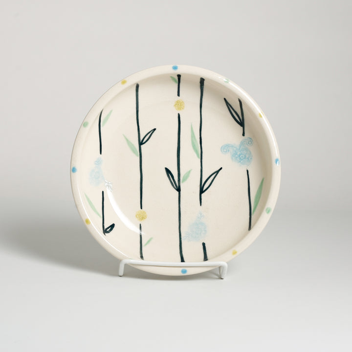 Blue Line Flower Plate Set