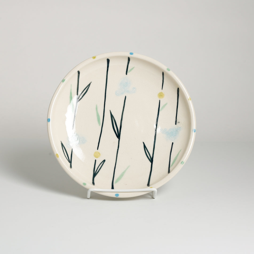 Blue Line Flower Plate Set