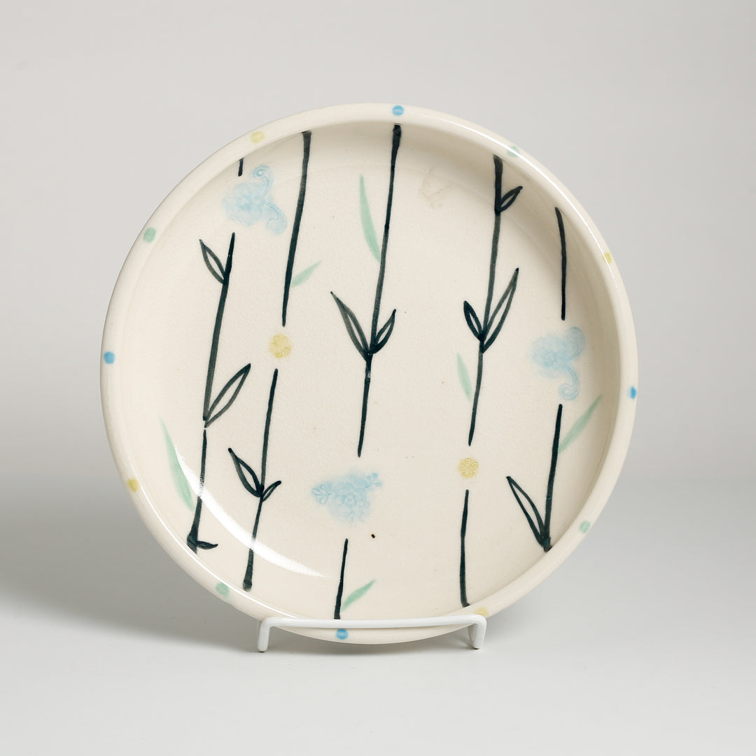 Blue Line Flower Plate Set