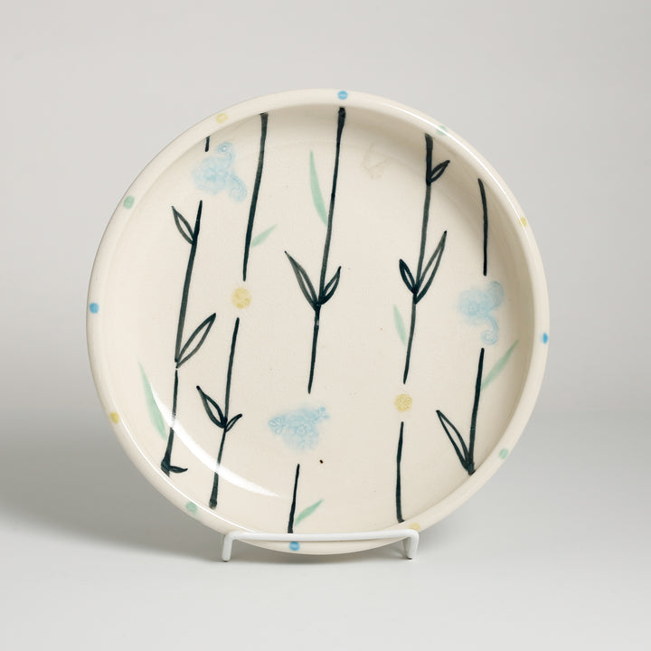 Blue Line Flower Plate Set