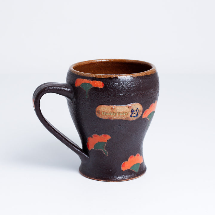 Orange Little Flower Black Mug